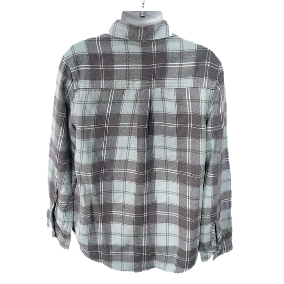 Abercrombie Kids Flannel Plaid Shirt - Turquoise Blue Plaid - 7/8 - Picture 3 of 4